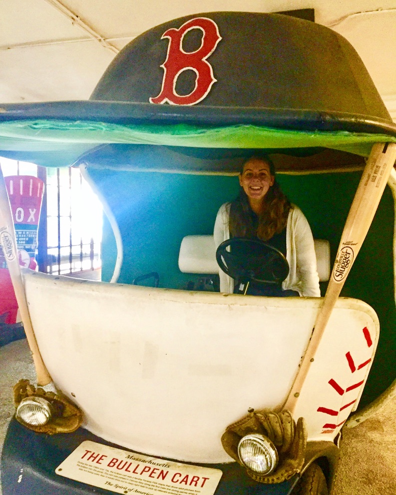 The bullpen cart can be found in Fenway Park during the tour